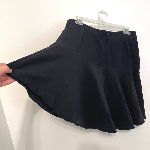 ALEXANDER MCQUEEN Solid Black Stitching Details Pleated Pleat Mini A-Line Skirt - Picture 15 of 16